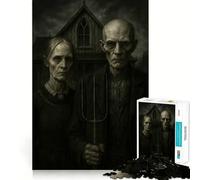 Dark American Gothic Portrait Jigsaw Puzzles 1000 Pieces for Teenagers Home Play Vivid Hue Home Fun Furniture Decor (50x75cm)