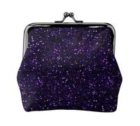 Dark Amethyst Purple Glitter, PU Leather Coin Purse, Small Wallets, Change Pouch with Kiss Lock Clasp Buckle, Change Purse