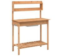 (dark and brown) vidaXL Potting Table with Sink Potting Bench Plant Table Grey Solid Wood Fir