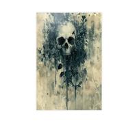 Dark And Melancholic Gothic Skull Oil Painting Canvas Poster Bedroom Decor Landscape Office Room Decor Gift 12x18inch(30x45cm)