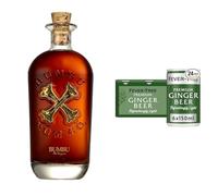 Dark and Stormy Cocktail Bundle: Bumbu Original Rum 70cl & Fever-Tree Refreshingly Light Ginger Beer 150ml Cans (Pack of 24)