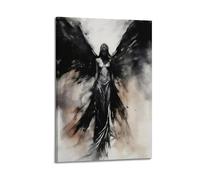 Dark Angel Canvas Art Print Gothic Wall Decor Abstract Angel Artwork Black And White Theme Canvas Art Print Wall Decor Perfect for Living Rooms Bedrooms Offices Homes Classrooms And M
