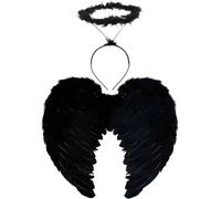 Dark Angel Costume Set - Black Wings and Black Halo I Love Fancy Dress Black One Size