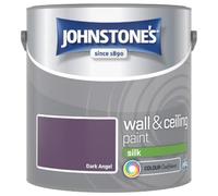 Dark Angel Johnstone’s Wall & Ceiling Silk Paint 2.5L - Smooth Silk Finish, Excellent Coverage, Quick Dry, Low Odour Interior Paint for Walls & Ceilings