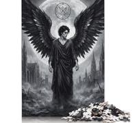 Dark Angel Lucifer Monochrome Jigsaw Puzzle 300 Pieces, Brain Teaser