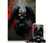 Dark Angel on Crescent Moon 1000 Pieces Puzzles for Adults DIY Fun Tight Connection Pattern Build Xmas Present (38x26cm)