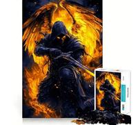 Dark Angel Warrior Flaming Adult Jigsaw Puzzle1000 Pieces Strong Logic Precise Connection Joyful Challenge Premium Gift (50x75cm)