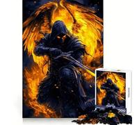 Dark Angel Warrior Flaming Jigsaw Puzzles for Teenagers 1000 Piece Logic Train Skill Play Fun Play Evening Game (38x26cm)