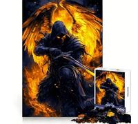 Dark Angel Warrior Flaming Puzzles for Teenagers 1000 Pieces Home Play Tension Relief Home Activity Nice Art (38x52cm)