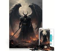 Dark Angel Warrior in Fiery Landscape 1000 Pieces Jigsaws Adults Puzzles Gifts Reason Skill Nice Thick Happy Challenge Fine Art (38x52cm)