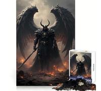 Dark Angel Warrior in Fiery Landscape for Adults 1000 Piece Jigsaw Puzzle DownTime Game Indoor Play Fun Challenge Wall Accent (50x75cm)