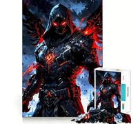 Dark Angel Warrior with Fiery Wings 1000 Piece Jigsaw Puzzles for Adults Jigsaw Unwind Game Perfect Connection Playful Challenge Room Art (38x52cm)