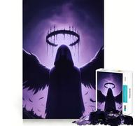 Dark Angel with Crown And Wings Jigsaw Puzzle for Adults 1000 Pieces Serene Game DownTime Game Pattern Build Xmas Gift (50x75cm)