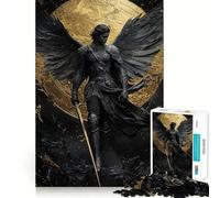 Dark Angel with Golden Sword Jigsaws 1000 Pieces for Adults Sharp Brain Perfect Connection Family Bond Art Work (38x52cm)