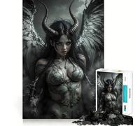 Dark Angel with Horns And Wings Jigsaw Puzzle for Adults 1000 Pieces Serene Game DownTime Game Pattern Build Xmas Gift (38x26cm)