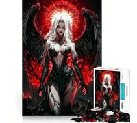 Dark Angel with Red Halo Jigsaw Puzzles 1000 Pieces for Adults Stress Relief Play Creative Craft Hard Challenge Great Gift (38x26cm)