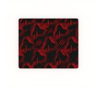 Dark Anime Vampire Hero Gaming Mouse Pad - Gothic Cape Warrior Silhouette Desk Mat, Red Splash & Claw Mark Pattern Non-Slip Rubber Mousepad PC Gamers, Comic Book Vigilante Art Table Cover