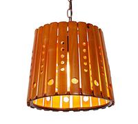 Dark Antique Cylinder Pendant Lamp American Suspend Light Handmade Bamboo Weaving Residential Lamp Living Room Study Chandelier Retro Industry Light Fixture