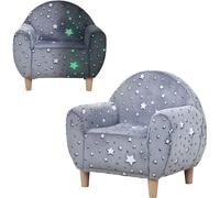 Dark Armchair Kids Glow in Toddler Sofa Chair Star Pattern Plush Grey