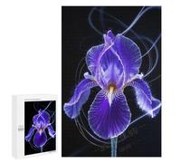 Dark Background Iris Flower Puzzle 1000 Piece Wooden Jigsaw for Adults Puzzle with Elegant Floral Design, Engaging Challenge, Finished Size 30 x 20 Inches