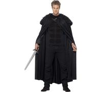 Smiffys Dark Barbarian Costume, Black with Top and Cape, Historical Fancy Dress, Adult Dress Up Costumes