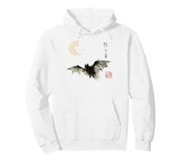 Dark Bat Japanese Ink Wash Traditional Asian Art Pullover Hoodie