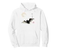 Dark Bat Japanese Ink Wash Traditional Asian Art Pullover Hoodie