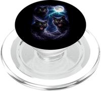 Dark Black Cat Under the Full Moon Vintage Fantasy Lightning PopSockets PopGrip for MagSafe