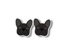 Dark Black Frenchie French Bulldog Shrinky Plastic Mini Small Tiny Gift Handcrafted Custom Unique Stud Earrings Pierced Ears Personalised Fashion Acrylic Y2K Harajuku Jewelry Resin Studs Jewellery