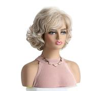 Dark Blonde Wigs for Women Pixie Cut Wig with Bangs -Natural Looking Synthetic Hair Short Curly Adds Volume