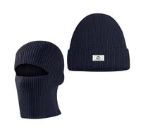 Dark Blue 2-in-1 Balaclava Ski Mask and Beanie - Thermal Knit Winter Hat for Men, Windproof Cap for Outdoors, Running, Skiing, Motorbike