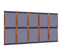 Room Divider Solid Acacia Wood & Dark Blue Textilene 350x180 cm Foldable Outdoor