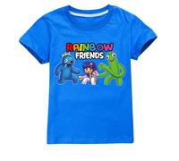 (Dark Blue, 7-8 Years) 7-14 Years Rainbow Friends Print Kids Teens Summer Short Sleeve T-shirts Tops Gifts