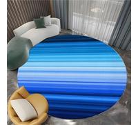 Dark Blue Abstract Round Rug 160cm, for Entryway Washable Non Slip Circle Doormat, Indoor Horizontal Lines Printed flannel Door Mat Floor Carpet for Backdoor Bedroom