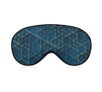 Dark Blue and Gold Squares Sleep Mask Abstract Geometric Pattern Blindfold for Sleeping Elastic Blackout Eye Mask Cover for Full Night's Sleep Travel and Nap