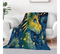 Dark Blue Baby Size Throw Blanket Kids Boys Girls, Cartoon Animal Blue Dragon Pattern Printed Throw Blanket - Fluffy Soft Cozy Plush Blanket for Couch Bed Sofa, 39 × 52 inch