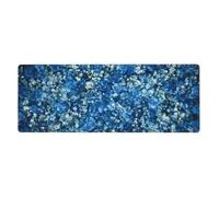 Dark Blue Background Flowers Mouse Pad In Big Extended Non-Slip Rubber Base Mousepad With Stitched Edges Gaming Pc Desktop Large Mouse Pad 11.8x31.5