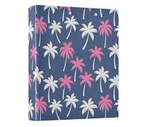 Dark Blue Background with Palm Trees Pattern 3 Ring Binder 1.5 Inch Round Ring Binder View Binder Holds 200 Documents for Home School Office Use