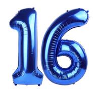Dark Blue Balloon Numbers, 16th Birthday Decorations for 1 6 16 61, 40 Inch Large Foil Sweet 16 Balloons Number for Wedding Memorial Day's Photo Shoot Decoration
