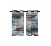 Dark Blue Blackout Curtains for Bedroom Living Room, Brown Abstract Smoky Texture Distressed Mottled Ink Art 39 In Long Thermal Insulated Room Darkening Drapes Grommet Window Treatments, 27.5 x 39 In