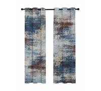 Dark Blue Blackout Curtains for Bedroom Living Room, Brown Abstract Smoky Texture Distressed Mottled Ink Art 63 In Long Thermal Insulated Room Darkening Drapes Grommet Window Treatments, 42 x 63 In
