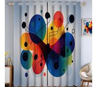 Dark Blue Blackout Curtains for Living Room 2 Panel Set, Abstract Geometric Style Circular Lines Musical Notes Curtains for Bedroom, Thermal Insulated Window Curtain Drapes, Black Out Curtain 84 Drop
