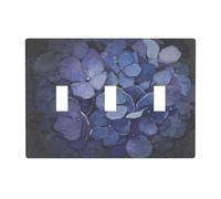 Dark Blue Bloom 3 Gang Switch Plate Cover-Unbreakable Polycarbonate Wall Plate, Heat Resistant Toggle Switch Decor for Home