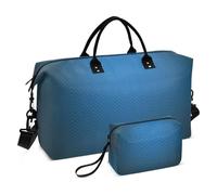 Dark Blue Blur Gradient Duffel Bag Womens & Cosmetic Pouches Set of 2, Cute Women Weekender Carry on Bags Tote Duffle Bag