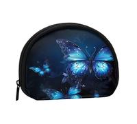 Dark Blue Butterflies Minis Storage Bag Shell Wallet Small Coin Purse with Minis with Zipper Change Purse for Coin Keys You Can Also Store Any Small Objects You Want