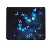 Dark Blue Butterflies Print Mouse-Pad Non-Slip Rubber Base Mousepads for Office Home 11.8"x9.8"