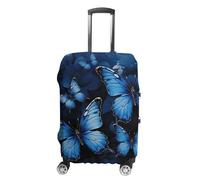 Dark Blue Butterflies Suitcase Covers Luggage Protector - Travel Elastic Baggage Case Protective, Washable Anti-scratch Large Suit Case Cover for Suitcases Fits 19-32 Inch Luggages, white, XL, Flower