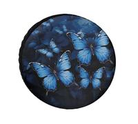 Dark Blue Butterfly Spare Tire Cover Weatherproof Tire Diameters 24-36 Inch Universal Wheel Protectors Waterproof for Trailer Truck