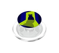 Dark Blue Cat Silhouette Standing in Green Doorway Light PopSockets PopGrip for MagSafe