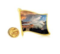 dark blue colorful clouds Golden Metal Flag Lapel Pin Badge
